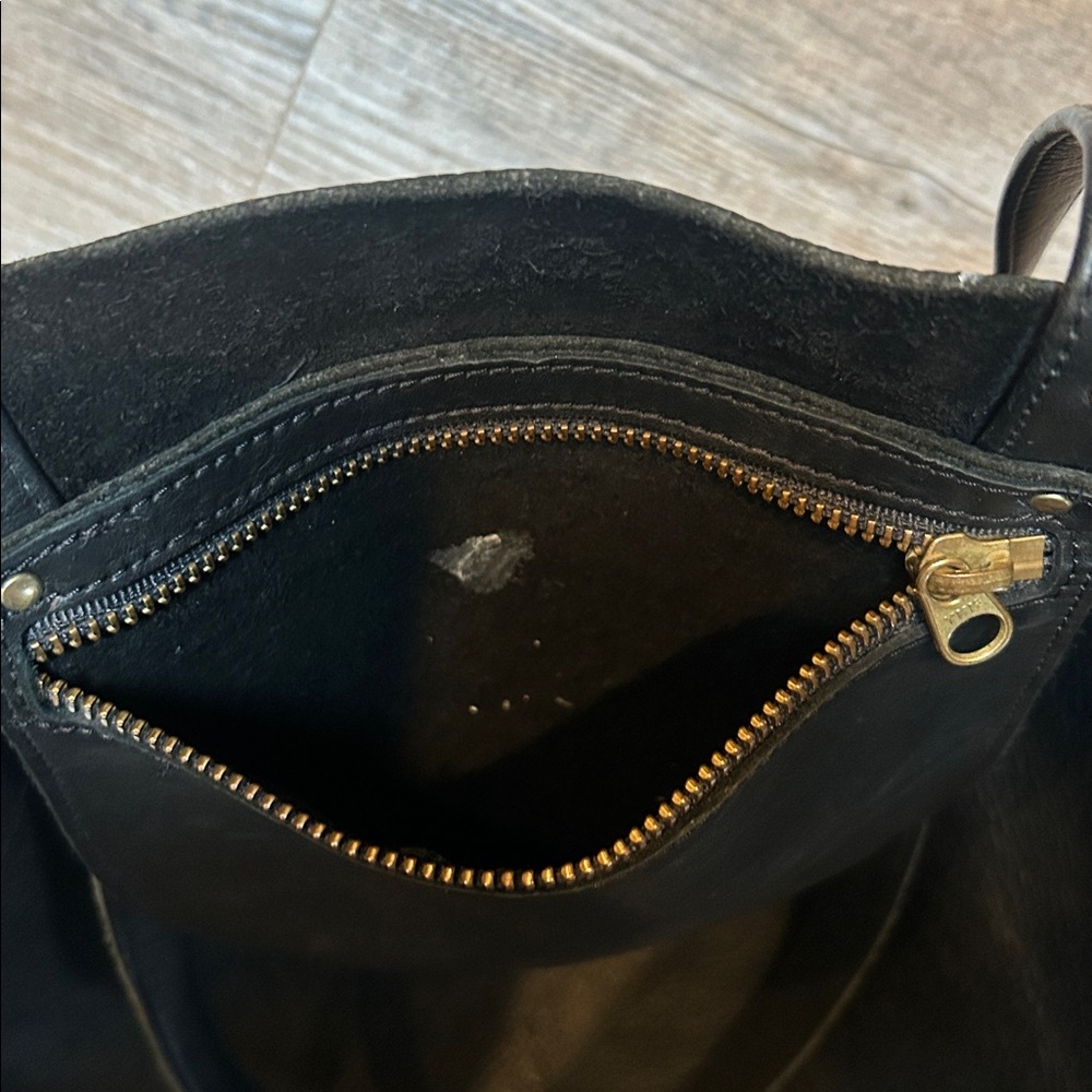 Baggu Black vintage Leather xl oversized Tote bag - Picture 8 of 9